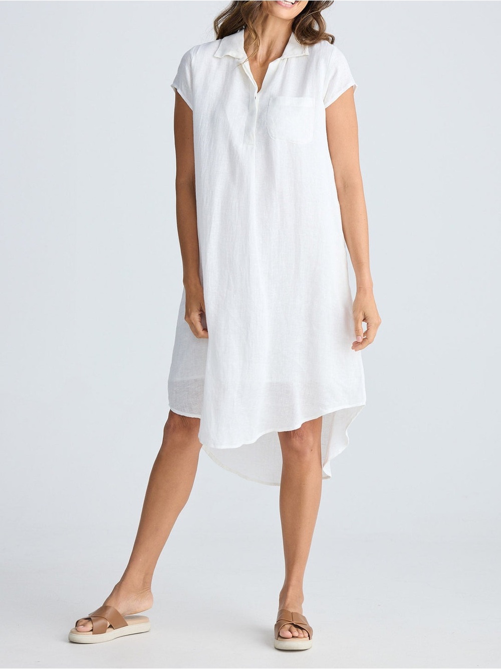 White Linen Shirt Dress “Ahoy Tunic Dress” NWT SMALL
